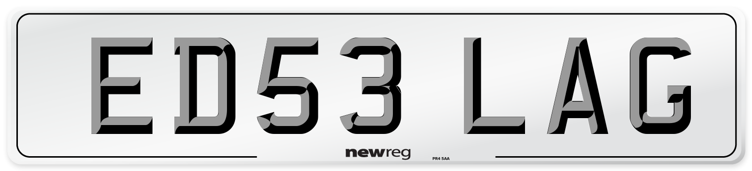 ED53 LAG Number Plate from New Reg